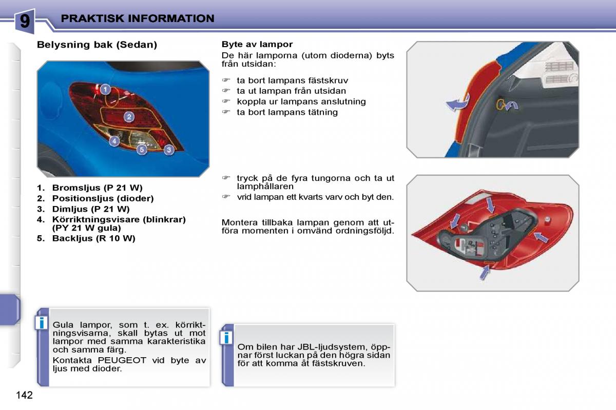 Peugeot 207 instruktionsbok / page 138