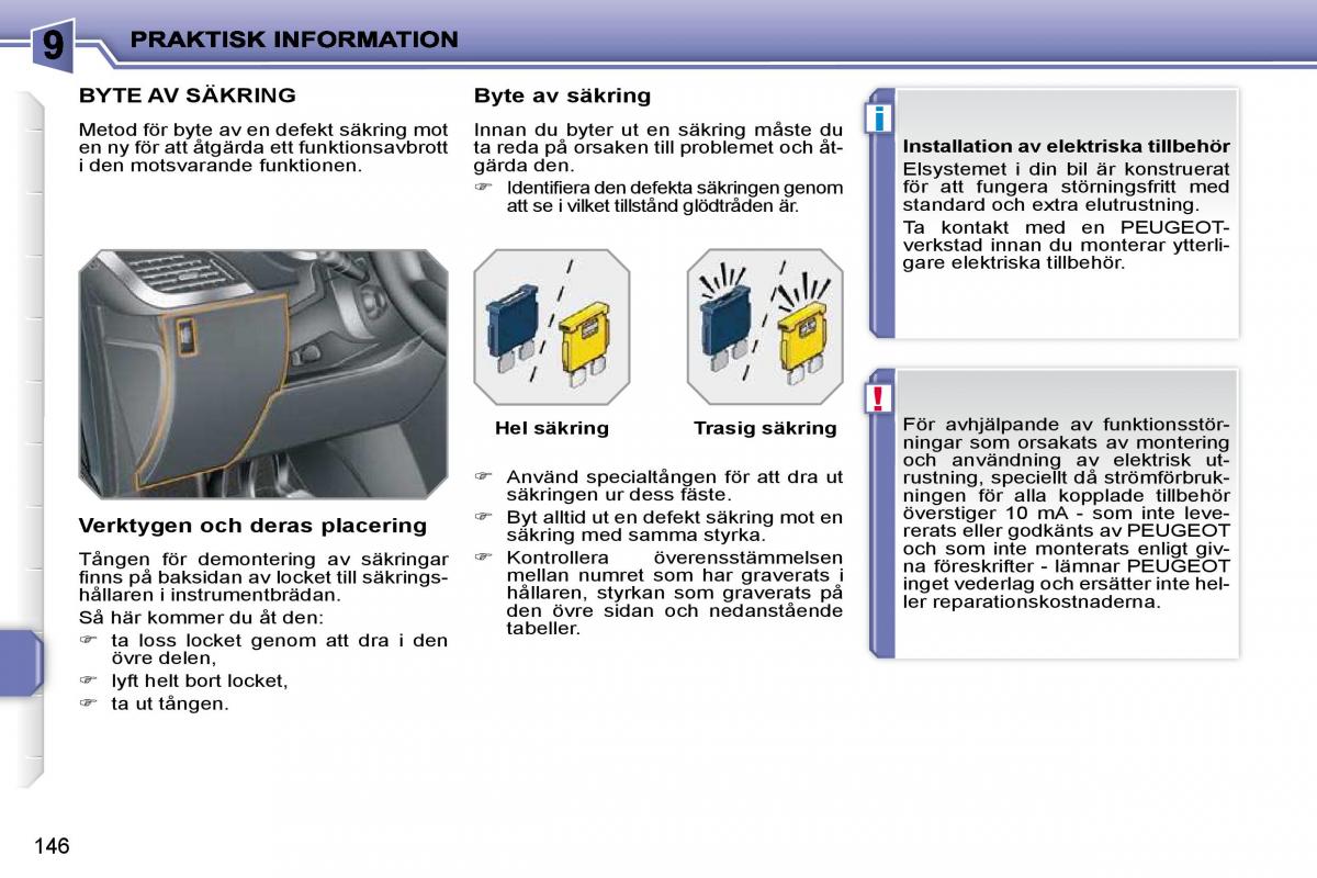 Peugeot 207 instruktionsbok / page 142