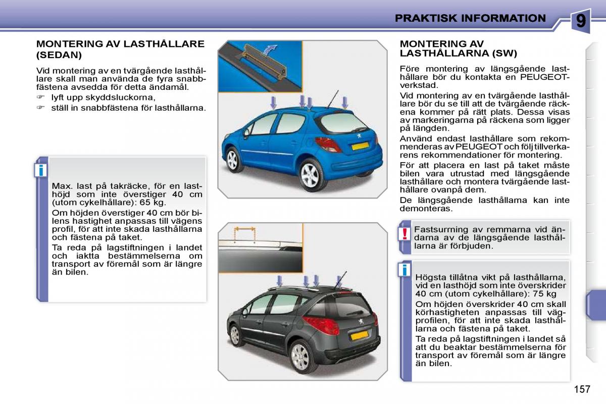 Peugeot 207 instruktionsbok / page 153