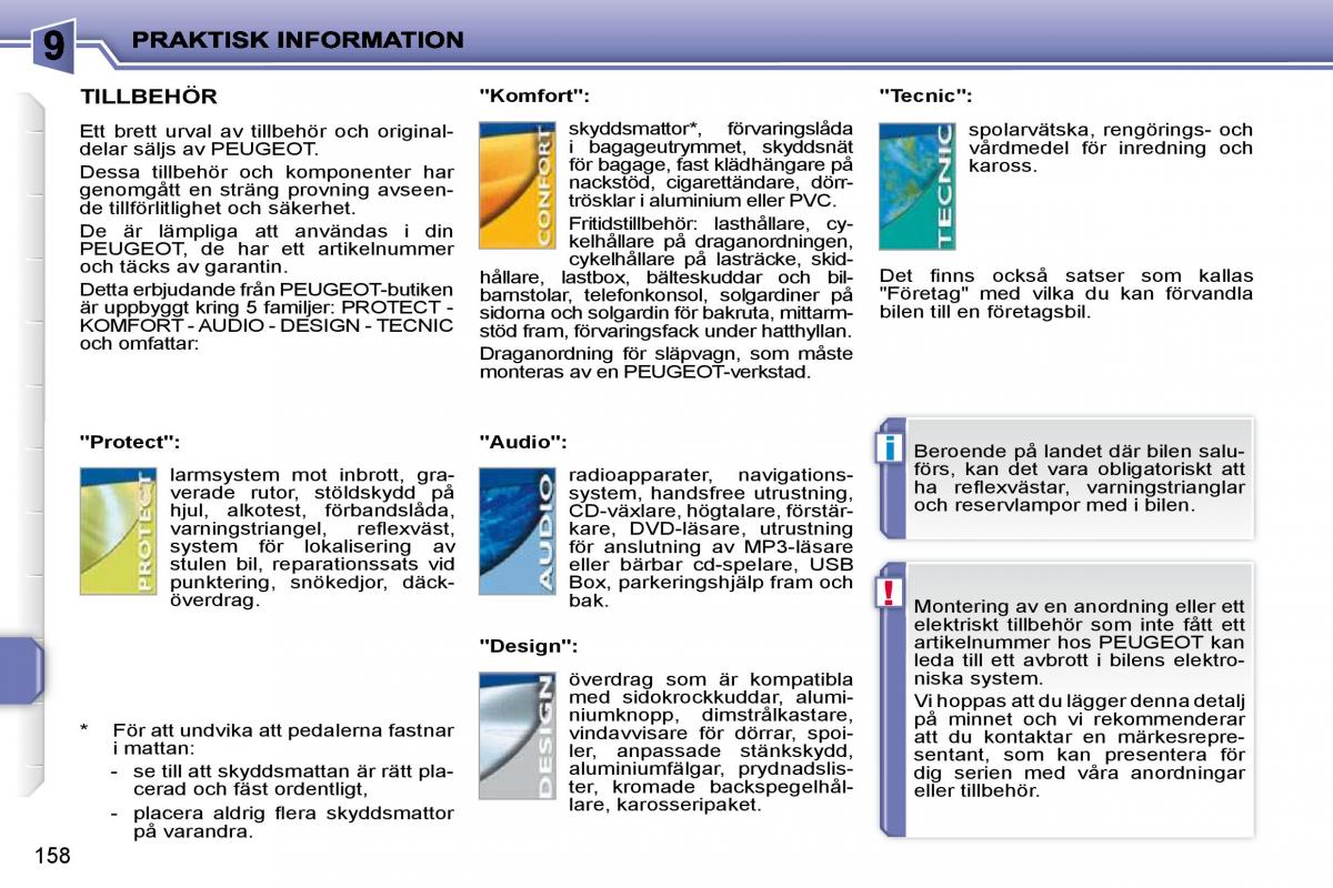 Peugeot 207 instruktionsbok / page 154