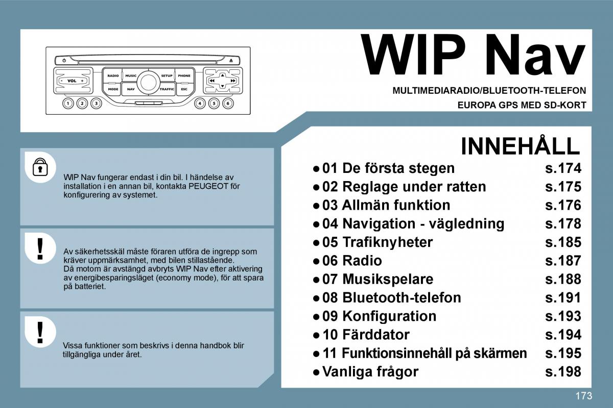 Peugeot 207 instruktionsbok / page 169