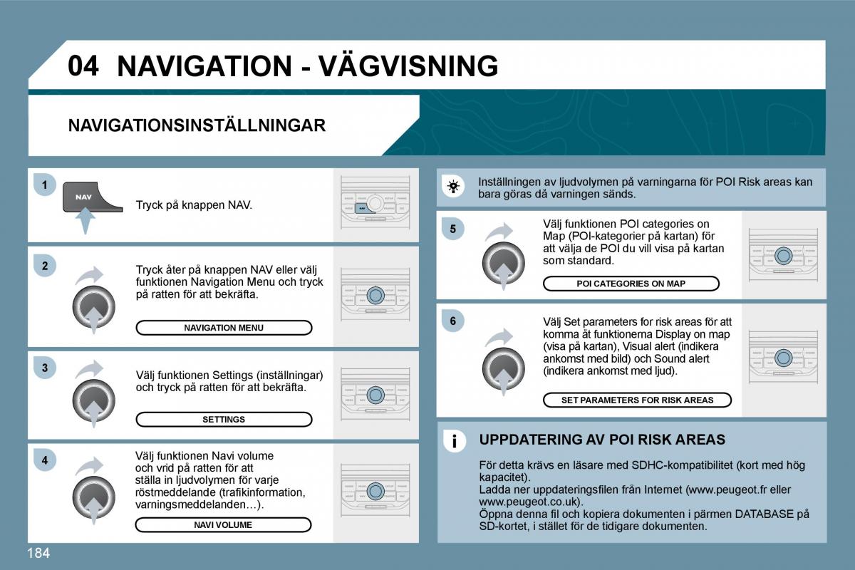 Peugeot 207 instruktionsbok / page 180