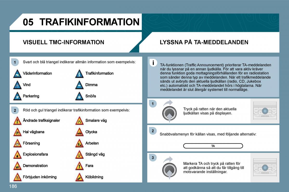 Peugeot 207 instruktionsbok / page 182