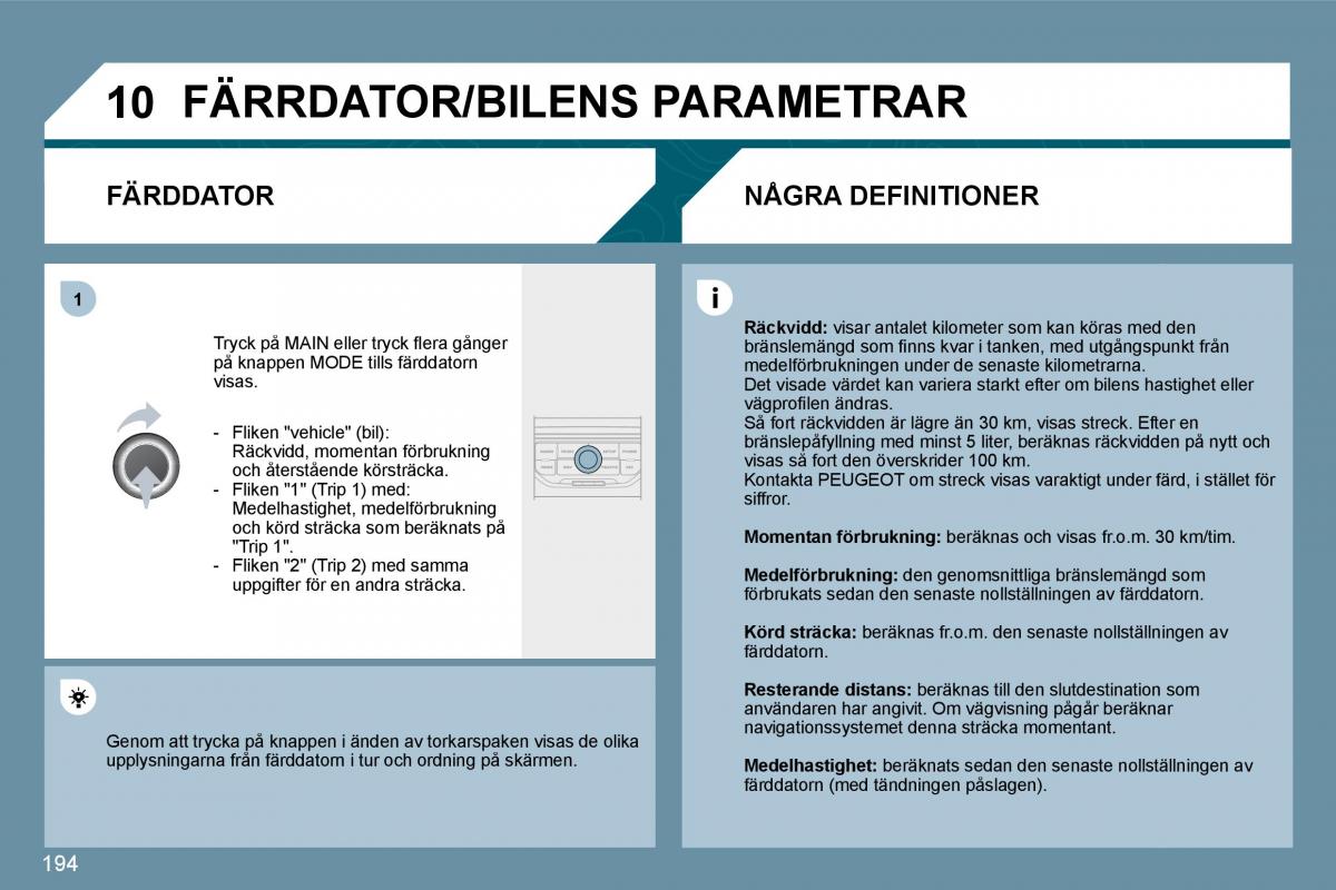 Peugeot 207 instruktionsbok / page 190