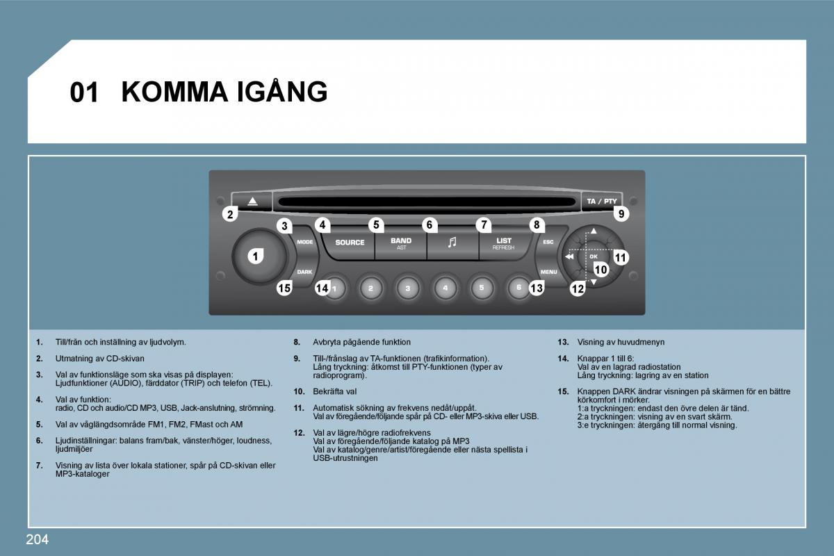 Peugeot 207 instruktionsbok / page 199