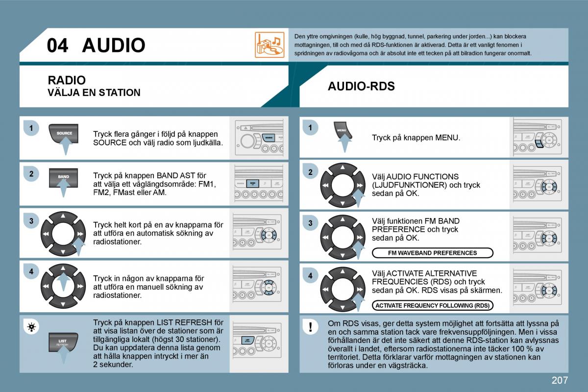 Peugeot 207 instruktionsbok / page 202