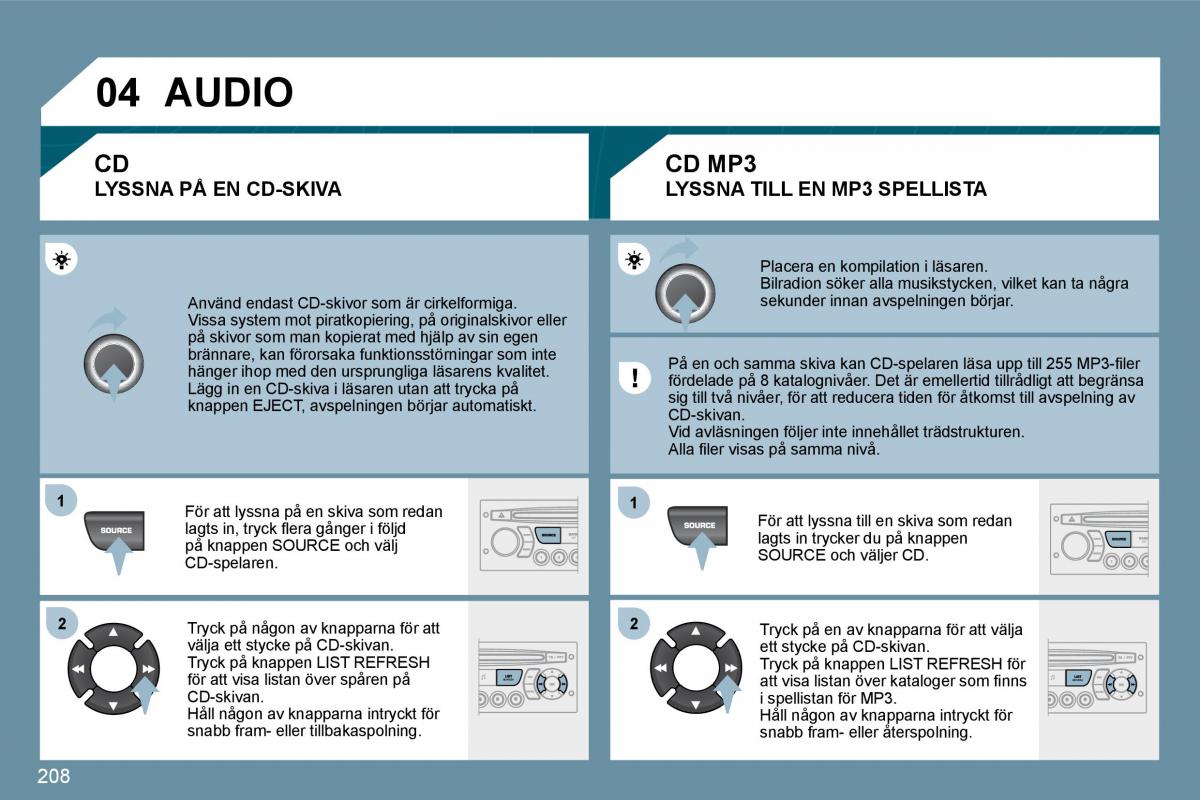 Peugeot 207 instruktionsbok / page 203