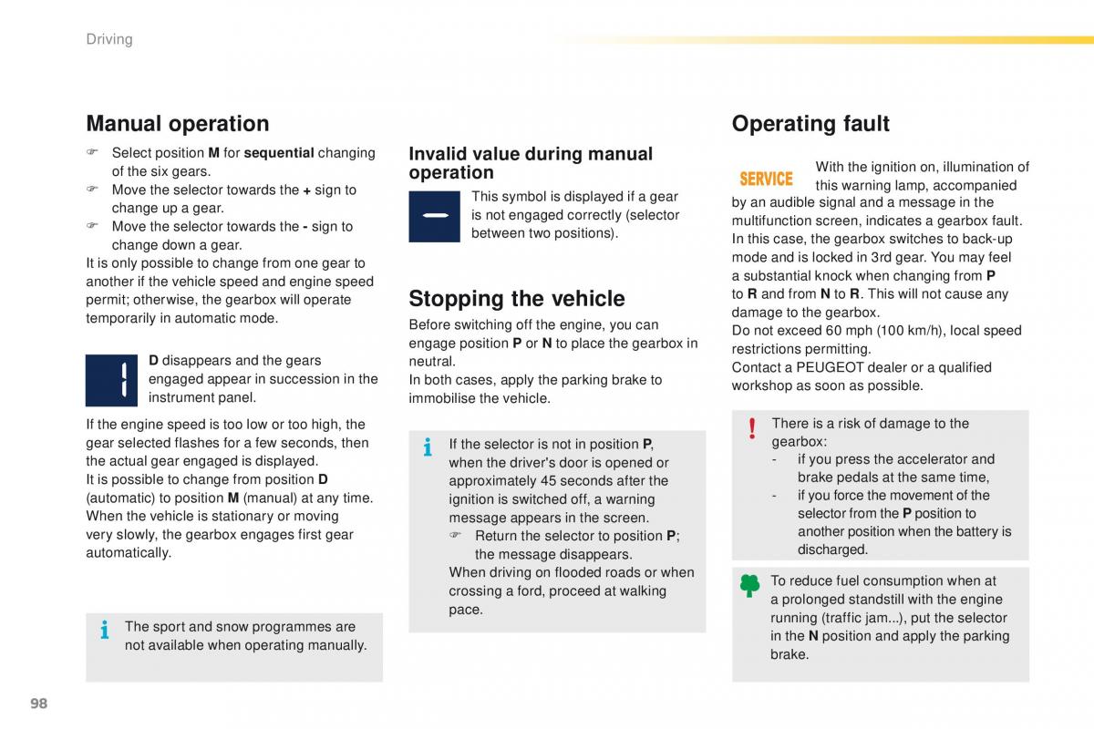 Peugeot 2008 owners manual / page 100