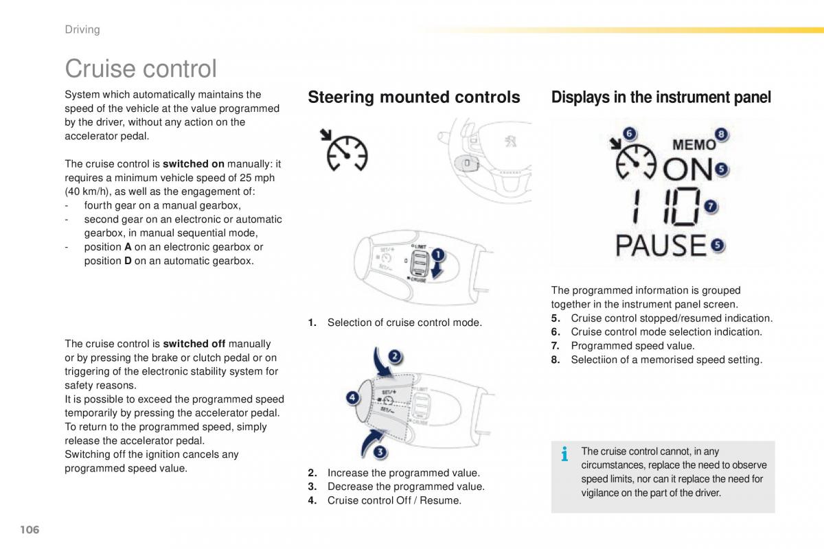 Peugeot 2008 owners manual / page 108