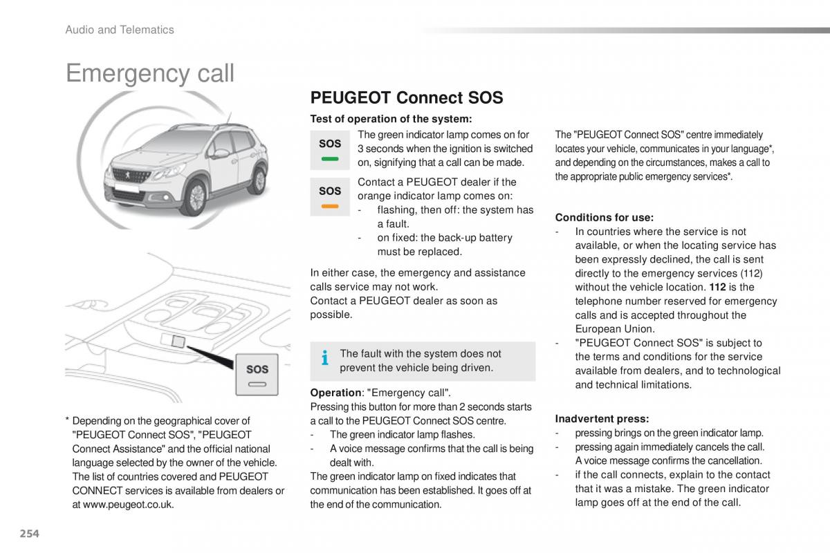 Peugeot 2008 owners manual / page 256