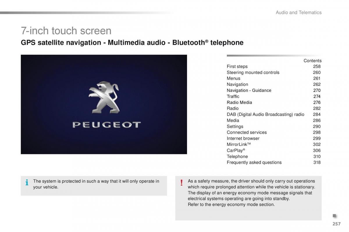 Peugeot 2008 owners manual / page 259