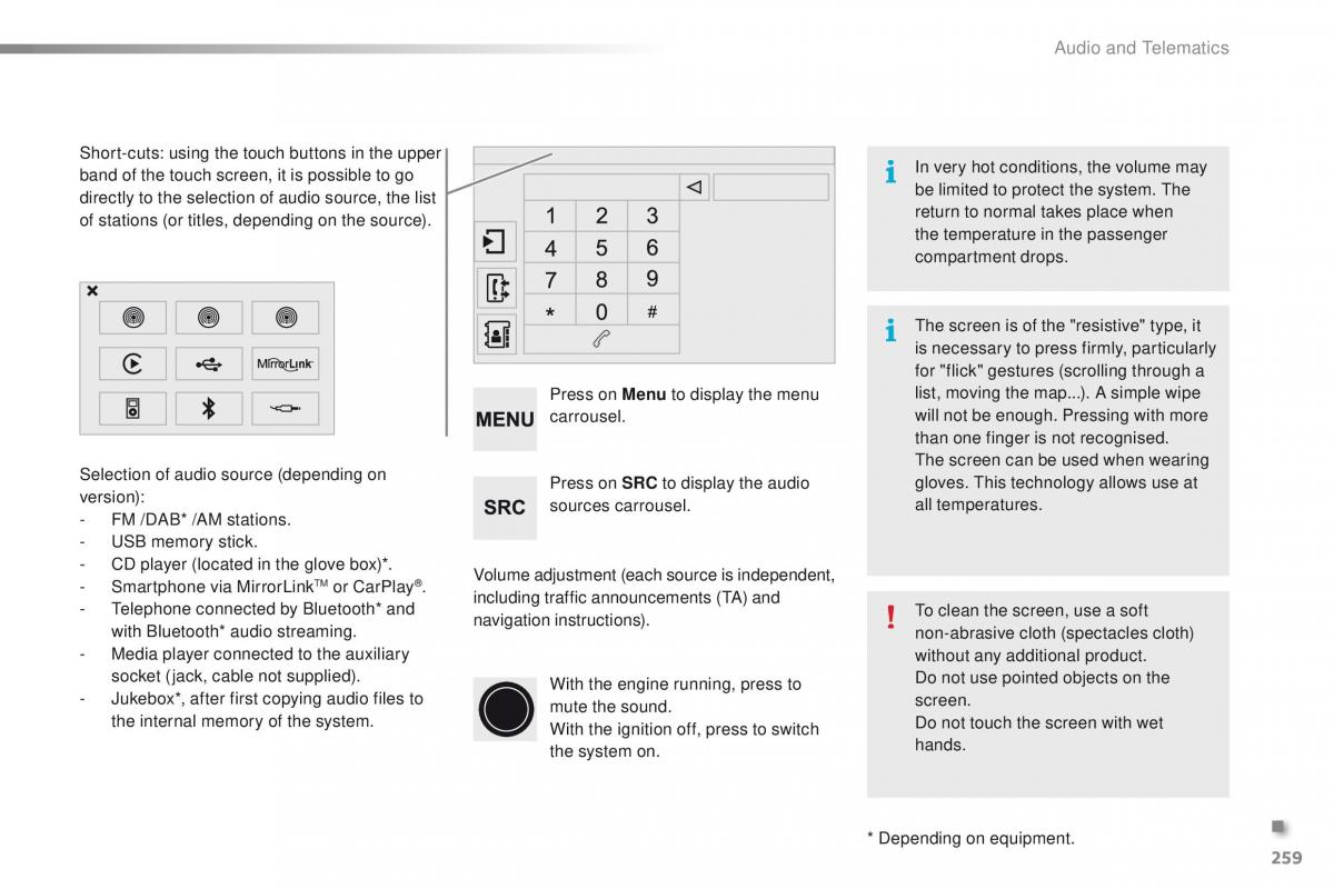 Peugeot 2008 owners manual / page 261