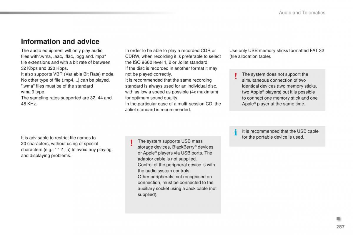 Peugeot 2008 owners manual / page 289