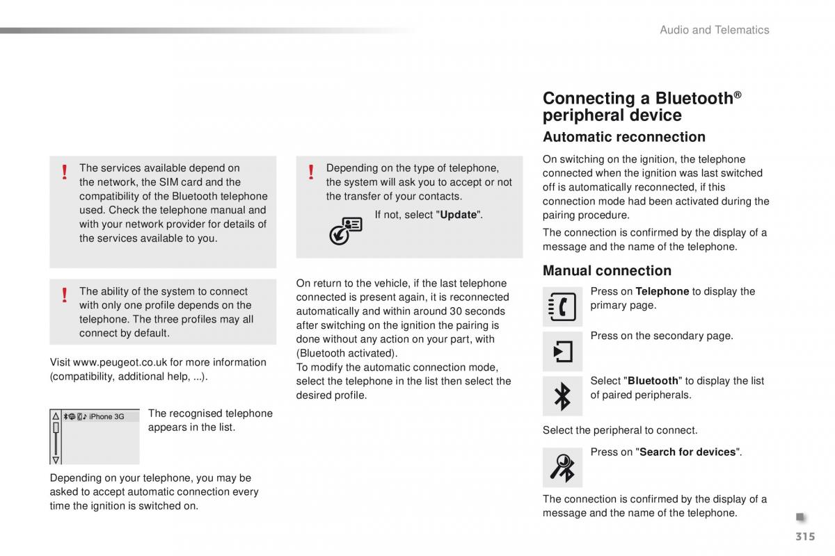 Peugeot 2008 owners manual / page 317