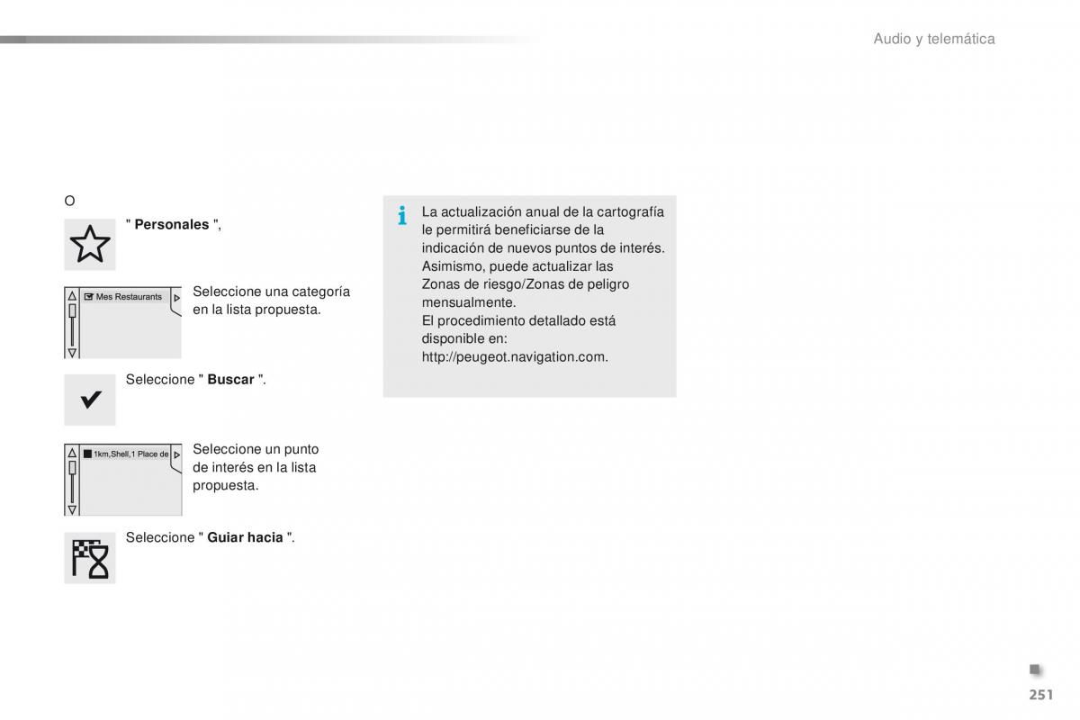 Peugeot 2008 manual del propietario / page 253