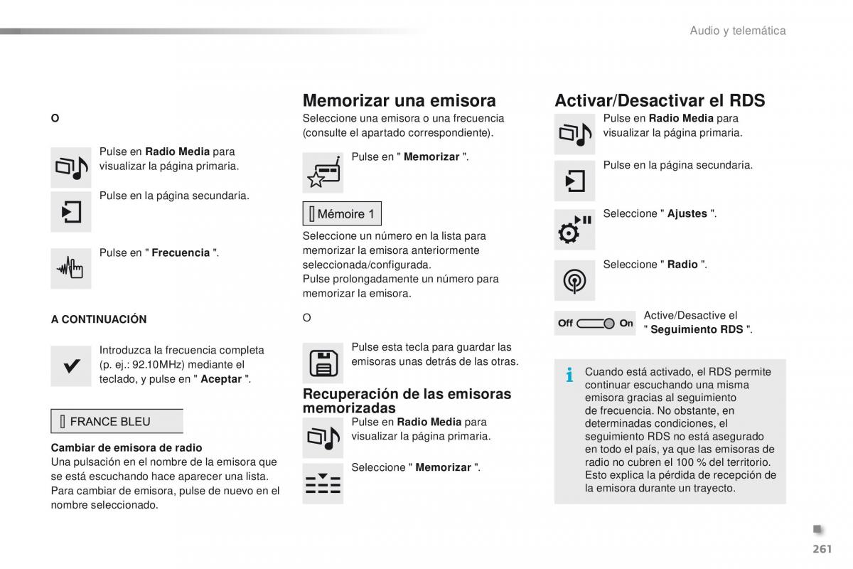 Peugeot 2008 manual del propietario / page 263