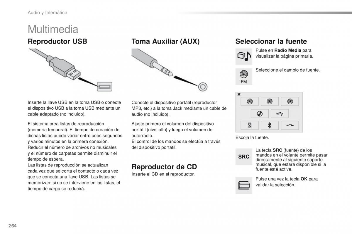 Peugeot 2008 manual del propietario / page 266