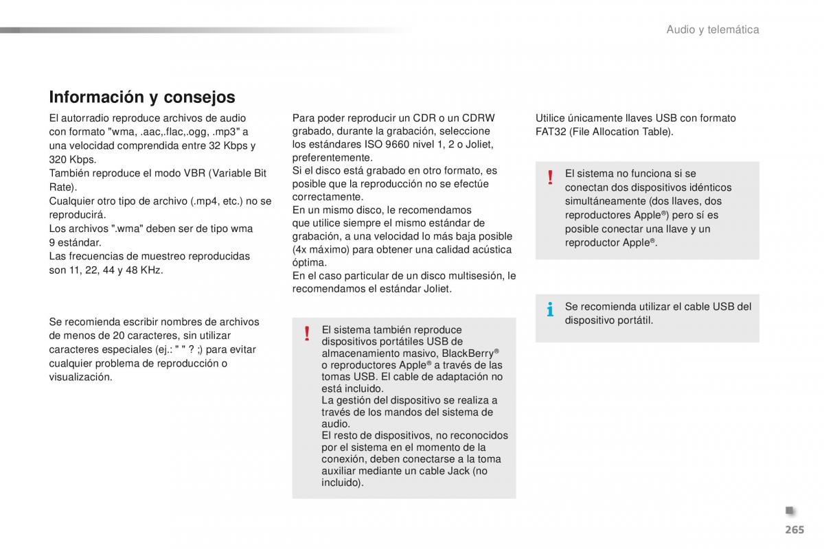 Peugeot 2008 manual del propietario / page 267