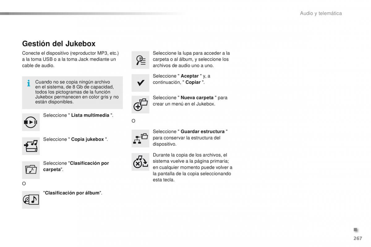 Peugeot 2008 manual del propietario / page 269