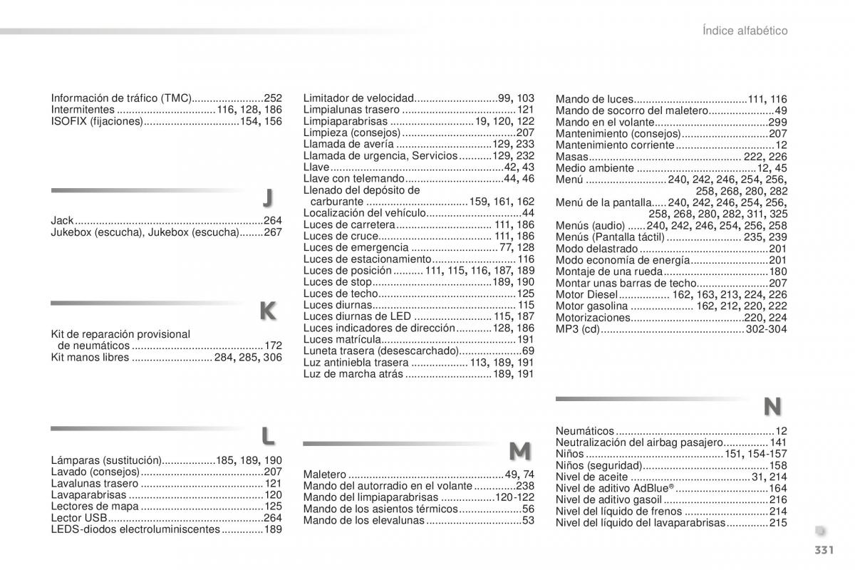 Peugeot 2008 manual del propietario / page 333