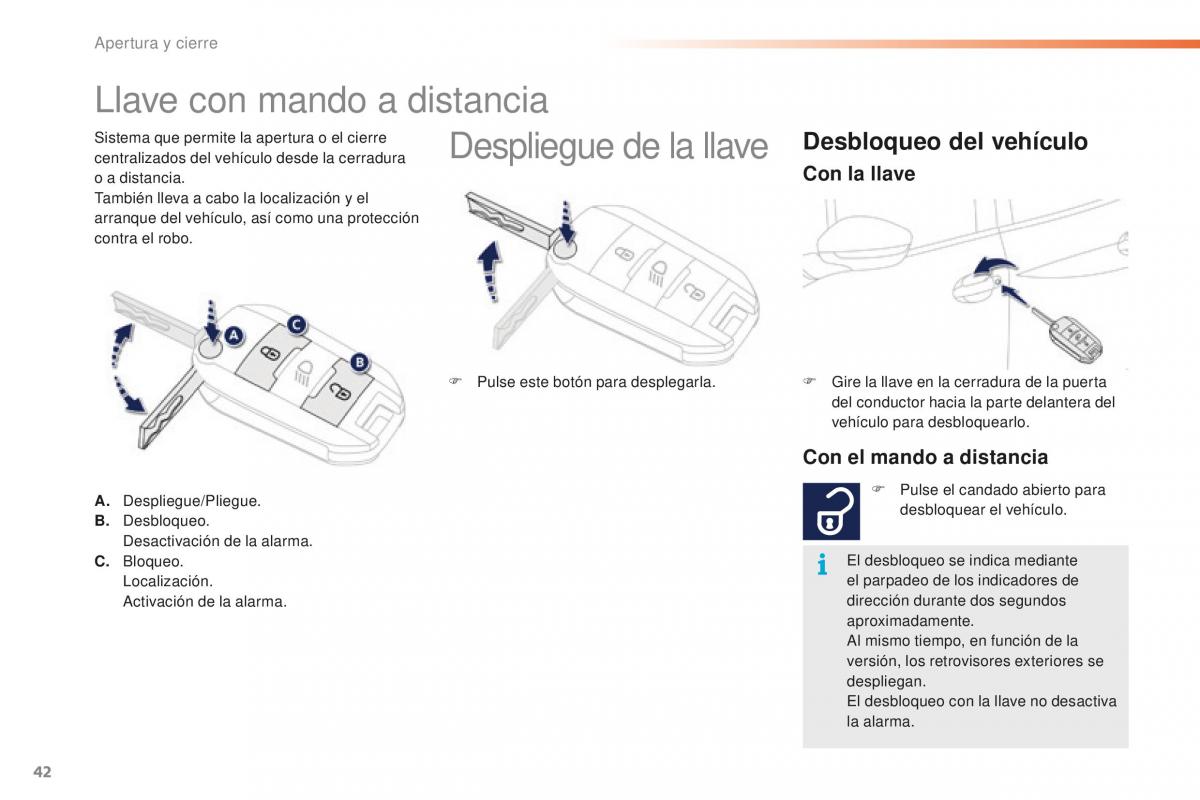 Peugeot 2008 manual del propietario / page 44