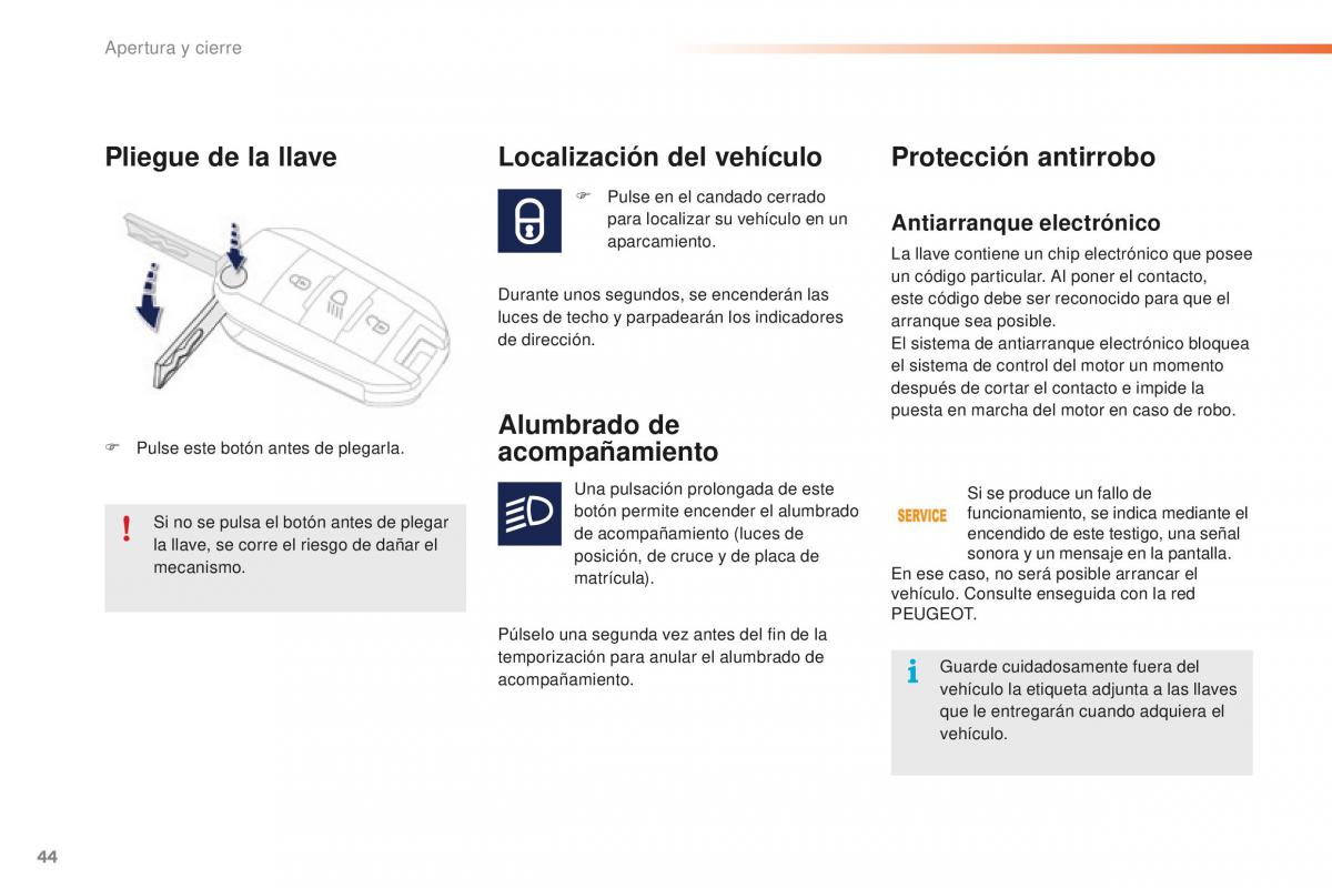 Peugeot 2008 manual del propietario / page 46