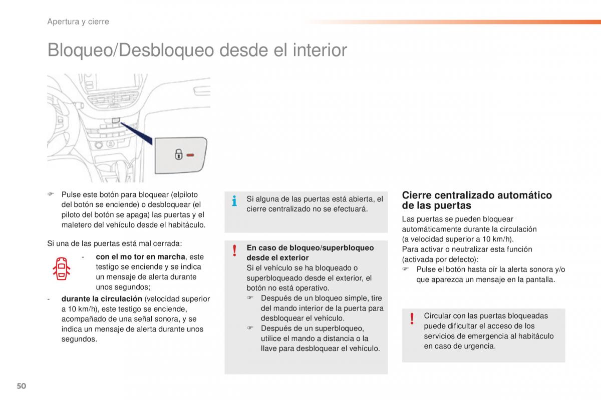 Peugeot 2008 manual del propietario / page 52