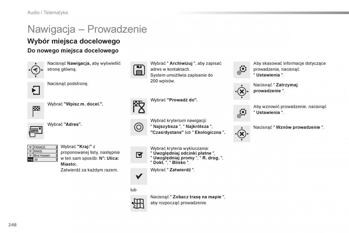 Peugeot 2008 instrukcja obslugi / page 250