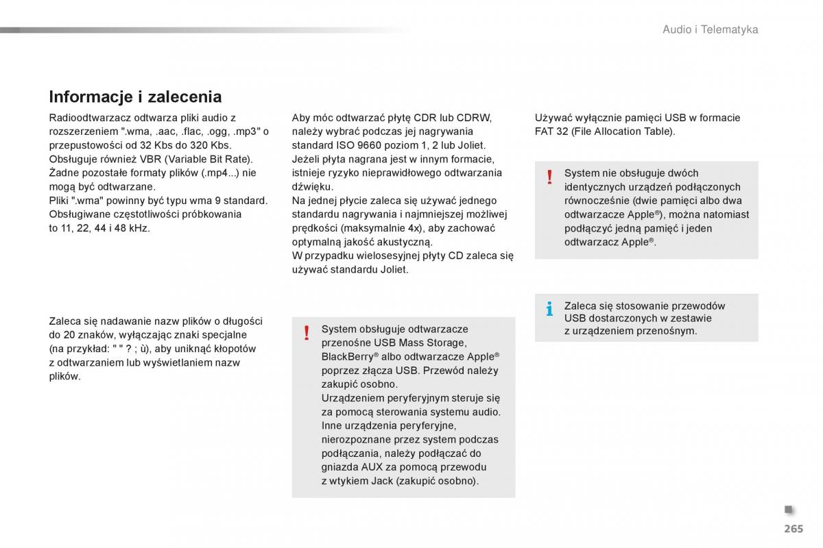 Peugeot 2008 instrukcja obslugi / page 267