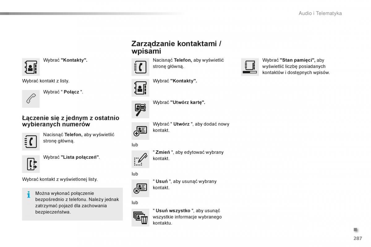 Peugeot 2008 instrukcja obslugi / page 289