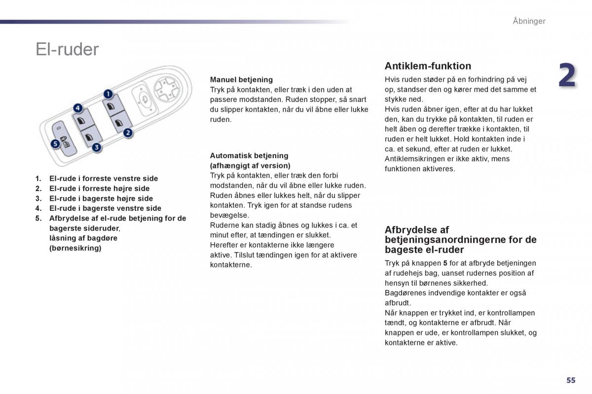 Peugeot 508 Bilens instruktionsbog / page 57