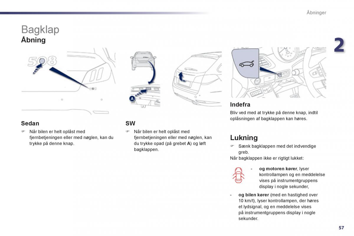 Peugeot 508 Bilens instruktionsbog / page 59