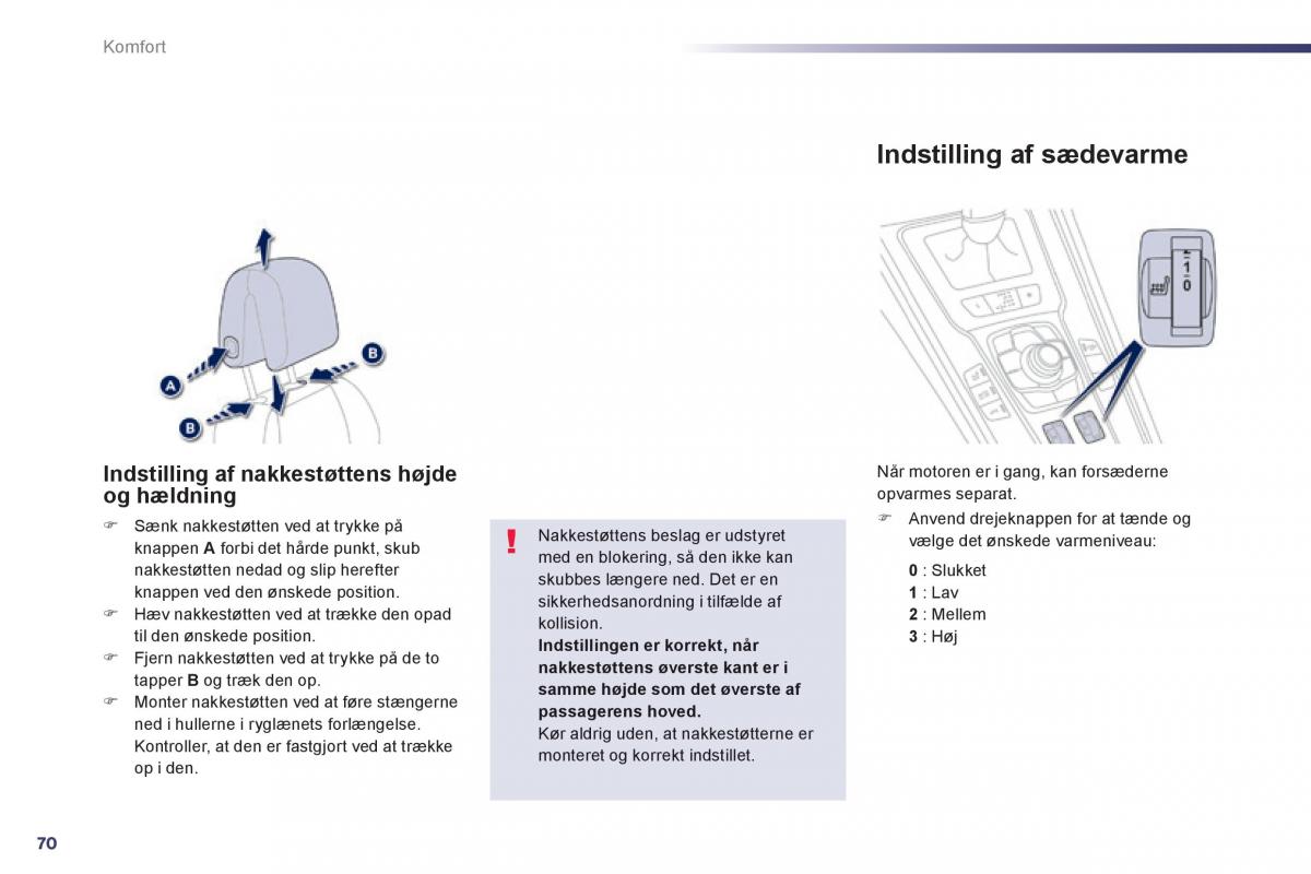 Peugeot 508 Bilens instruktionsbog / page 72