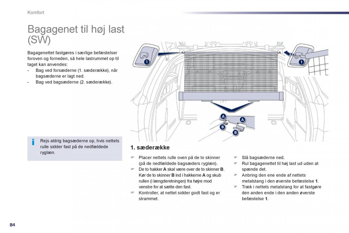 Peugeot 508 Bilens instruktionsbog / page 86