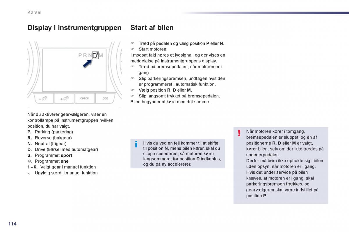 Peugeot 508 Bilens instruktionsbog / page 116