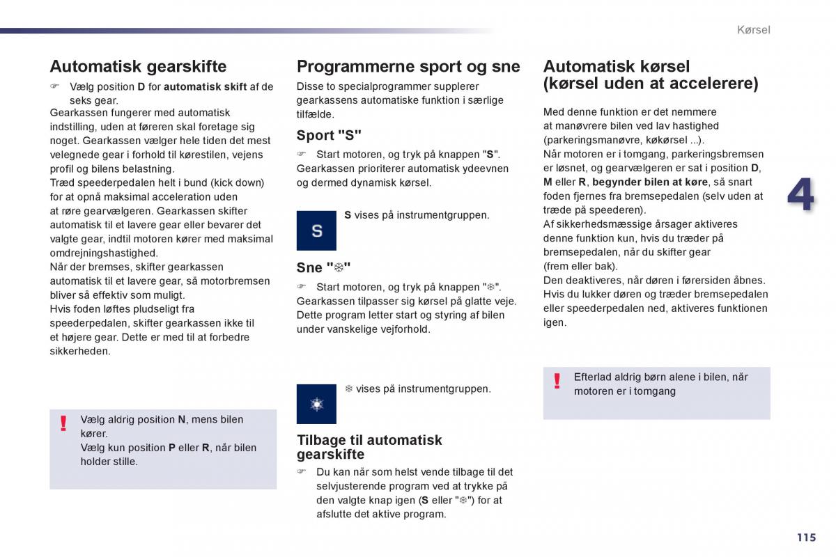 Peugeot 508 Bilens instruktionsbog / page 117