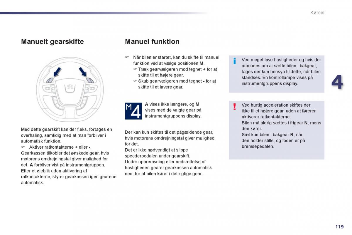 Peugeot 508 Bilens instruktionsbog / page 121