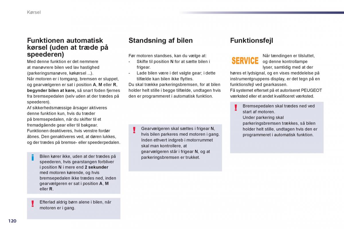 Peugeot 508 Bilens instruktionsbog / page 122