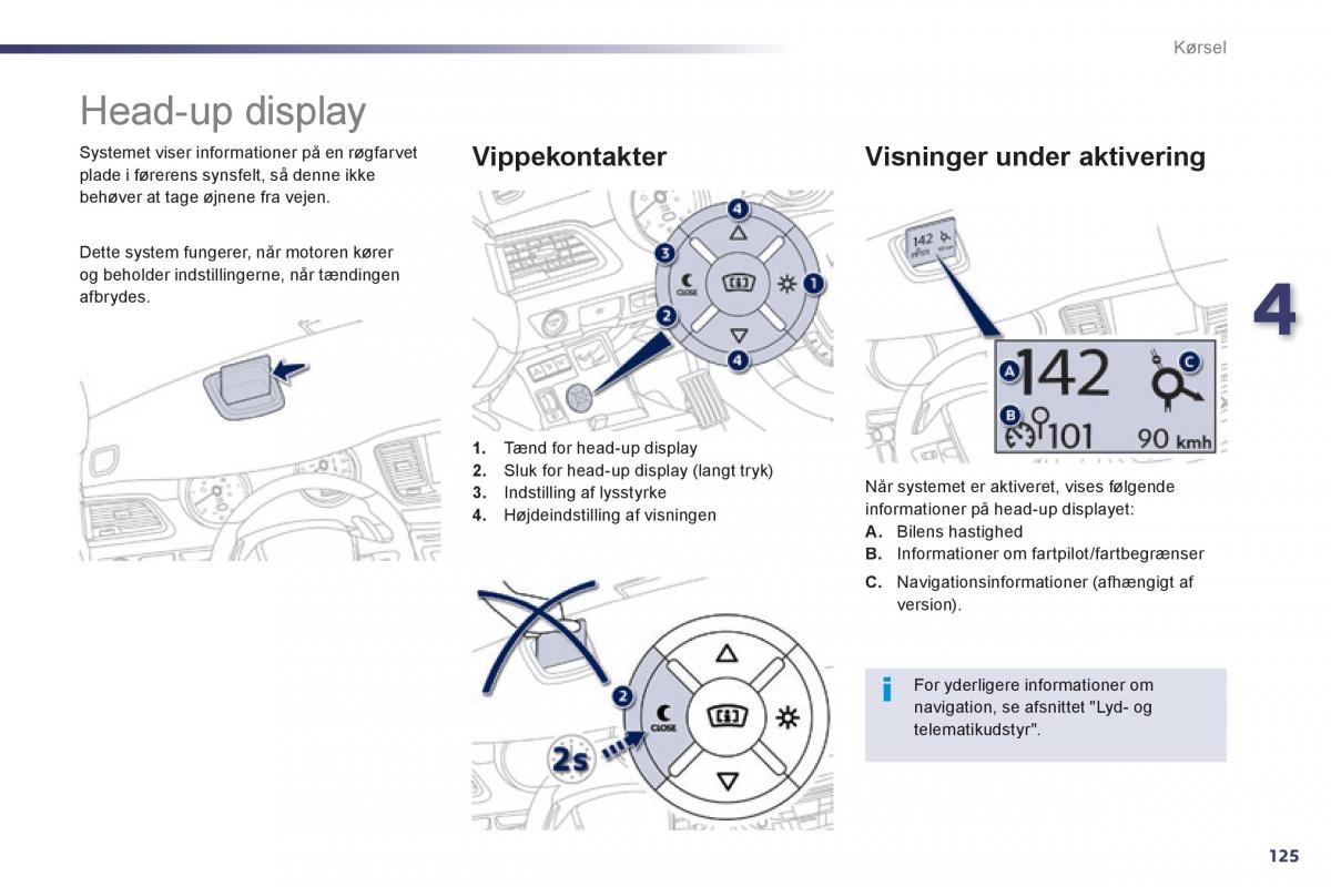 Peugeot 508 Bilens instruktionsbog / page 127