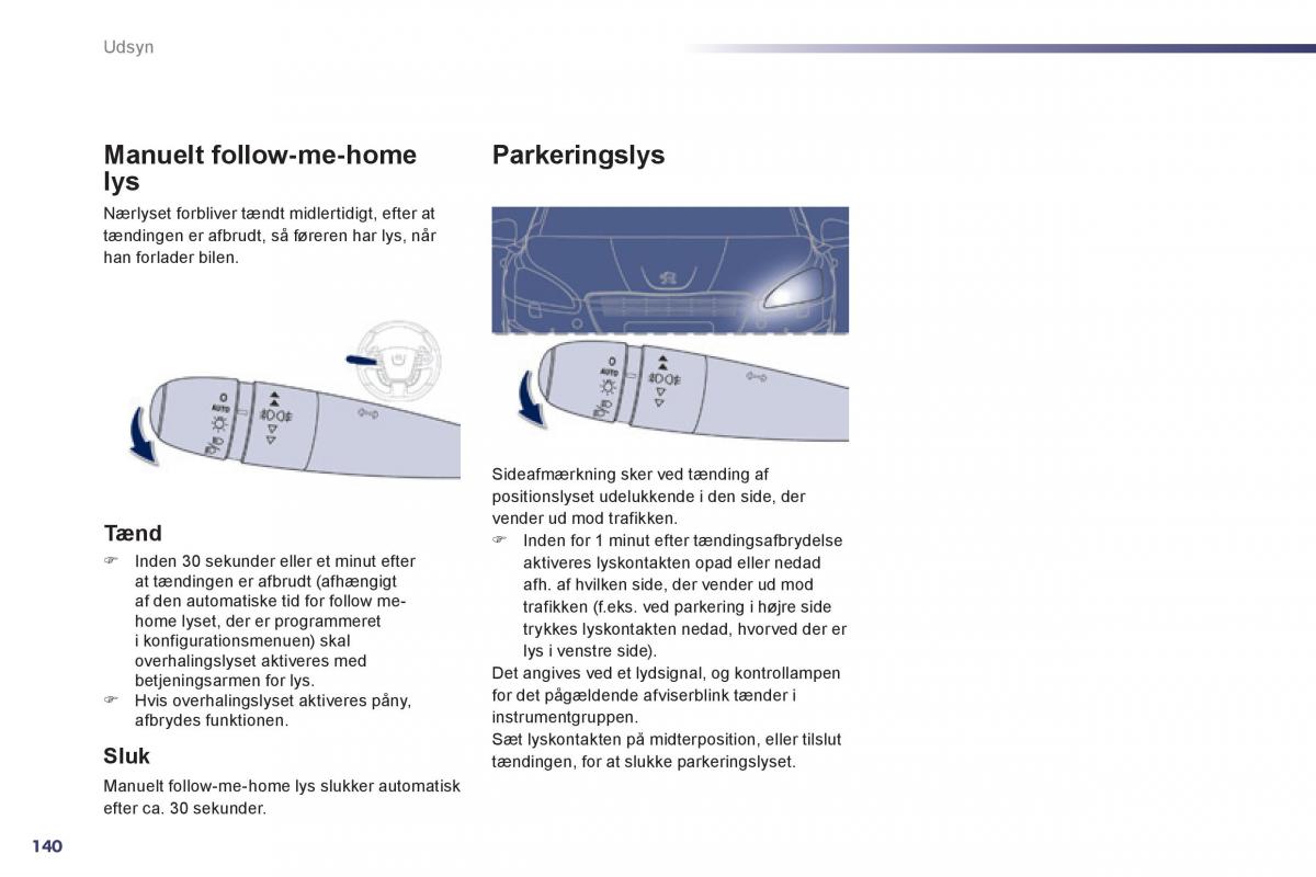 Peugeot 508 Bilens instruktionsbog / page 142