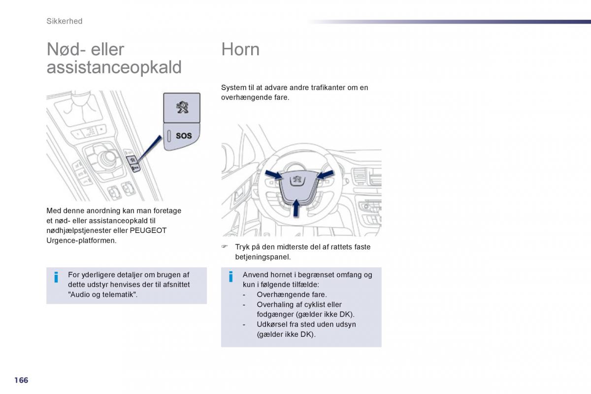 Peugeot 508 Bilens instruktionsbog / page 168