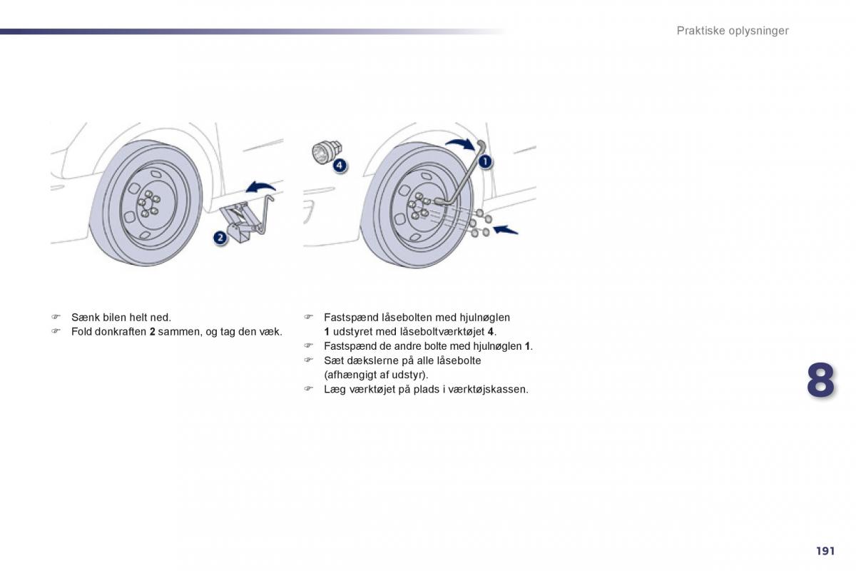 Peugeot 508 Bilens instruktionsbog / page 193