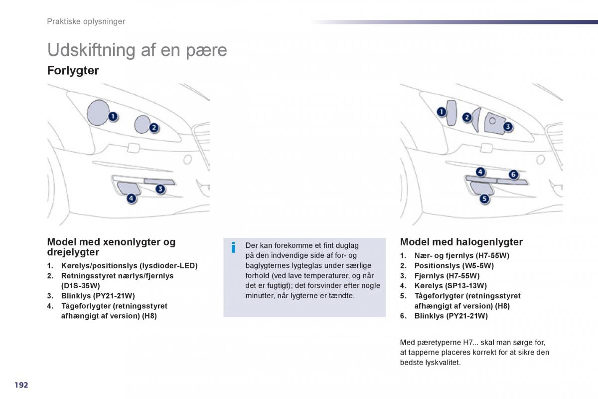 Peugeot 508 Bilens instruktionsbog / page 194