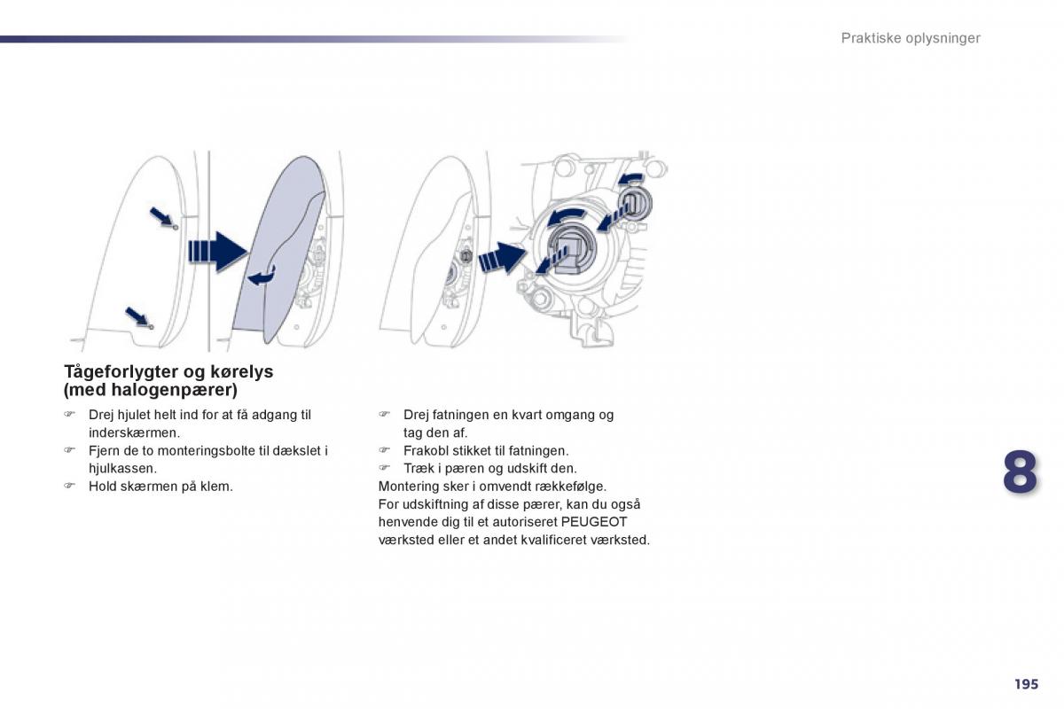 Peugeot 508 Bilens instruktionsbog / page 197