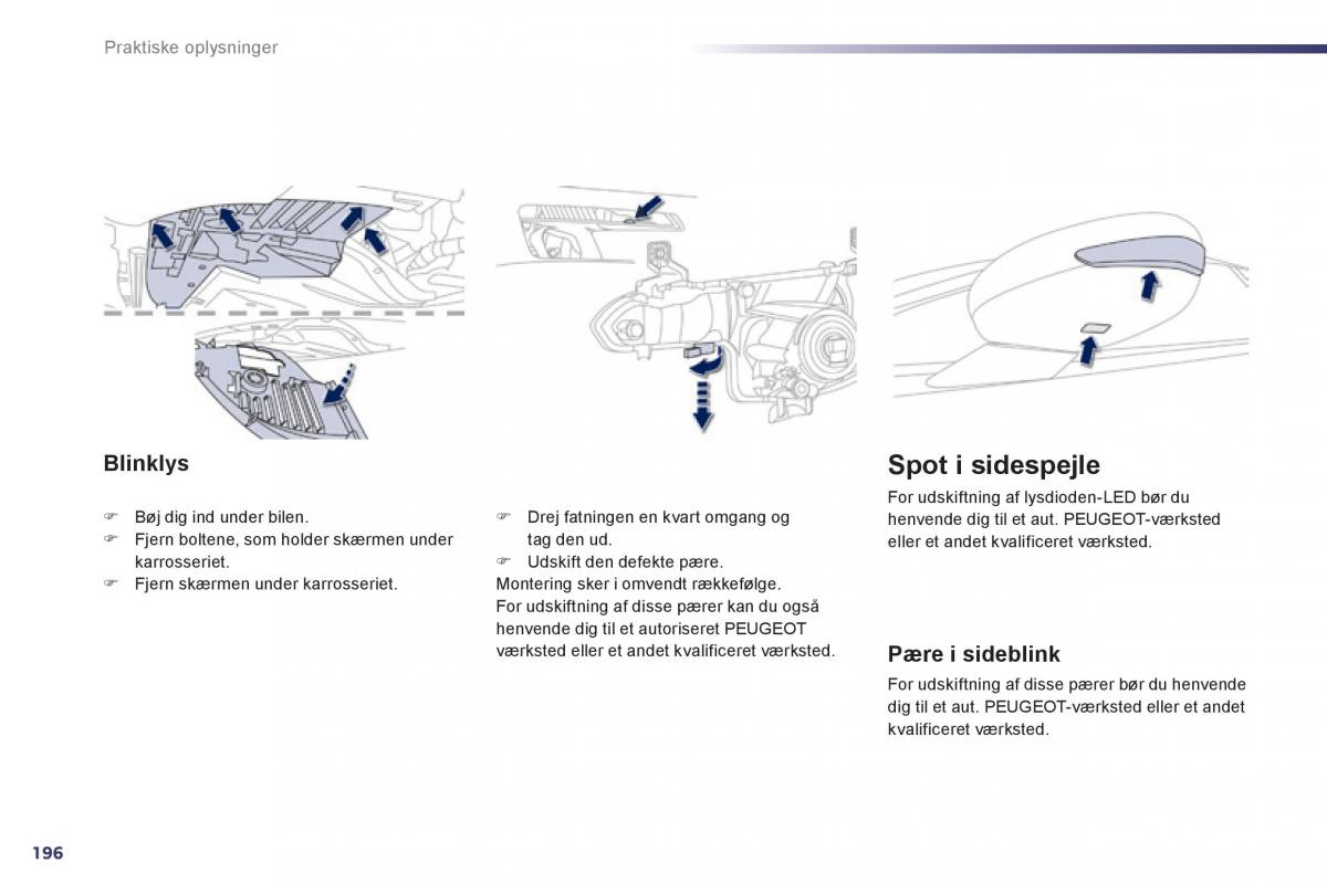 Peugeot 508 Bilens instruktionsbog / page 198