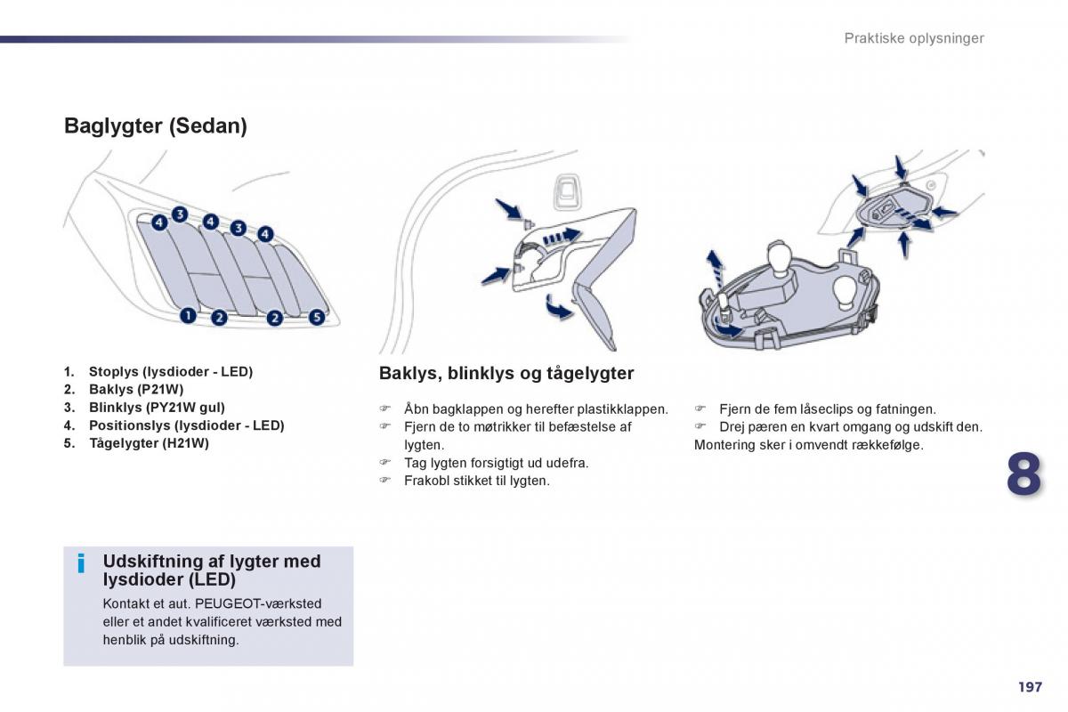 Peugeot 508 Bilens instruktionsbog / page 199