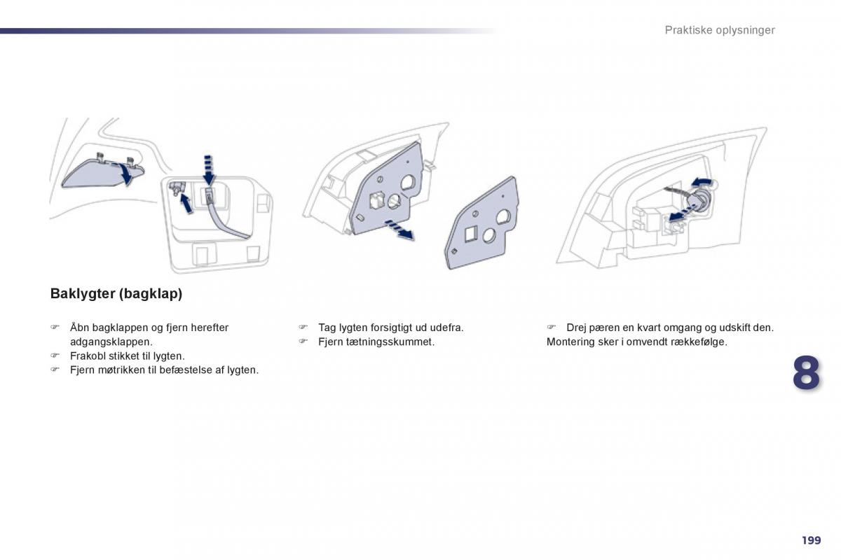 Peugeot 508 Bilens instruktionsbog / page 201