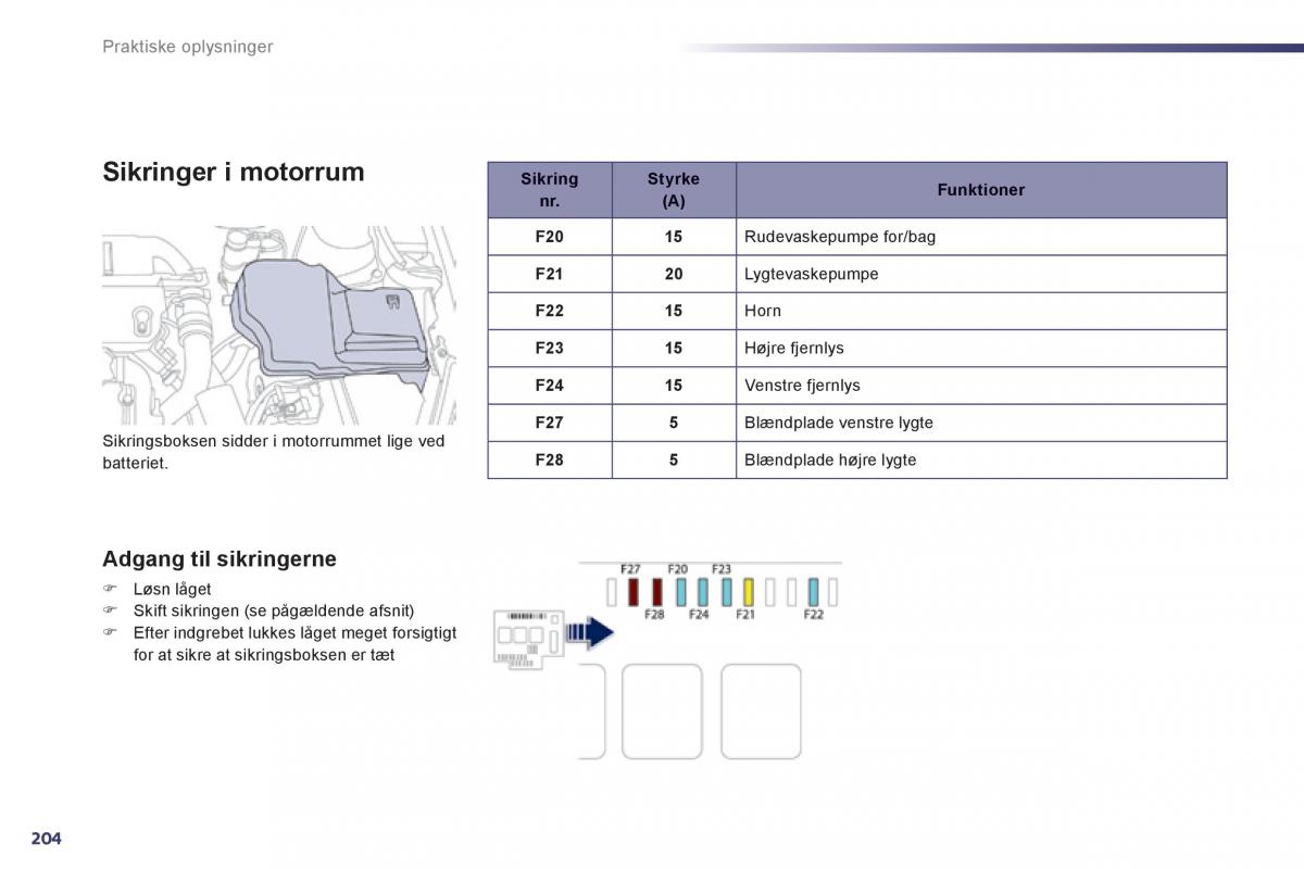 Peugeot 508 Bilens instruktionsbog / page 206