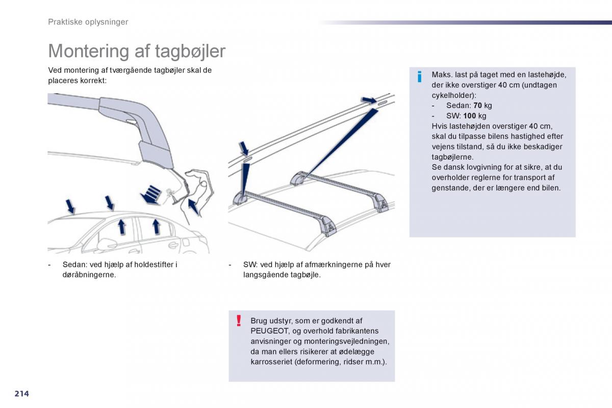 Peugeot 508 Bilens instruktionsbog / page 216