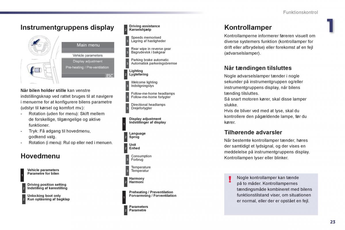 Peugeot 508 Bilens instruktionsbog / page 25